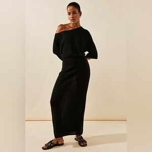 Free People Black Darby Sweater Midi Dress